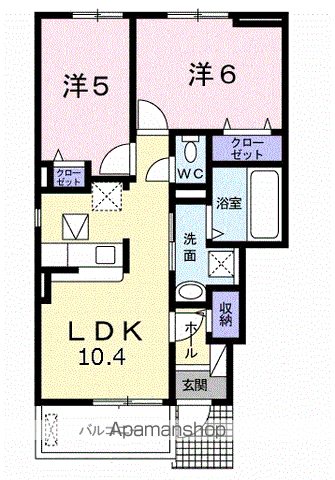 ベル リアン C(2LDK/1階)の間取り写真