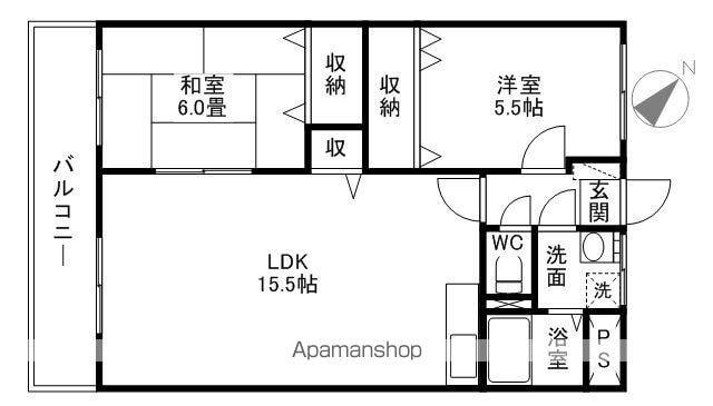 サンモール壱番館(2LDK/3階)の間取り写真