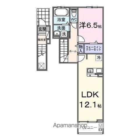 ノース圓 はる(1LDK/2階)の間取り写真