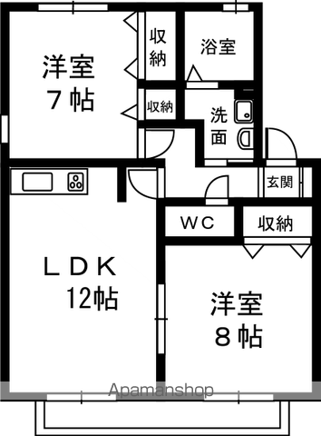 ラフィーネA(2LDK/1階)の間取り写真