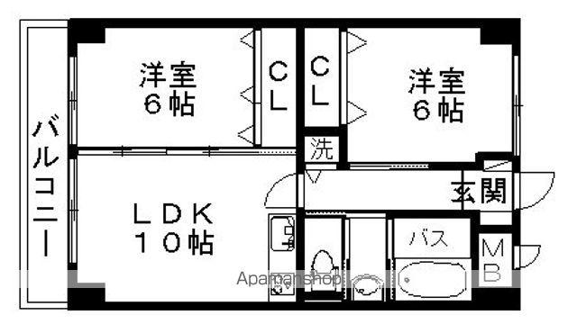 AZ BEANS(2LDK/5階)の間取り写真