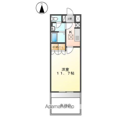 プランドールⅡ(1K/1階)の間取り写真