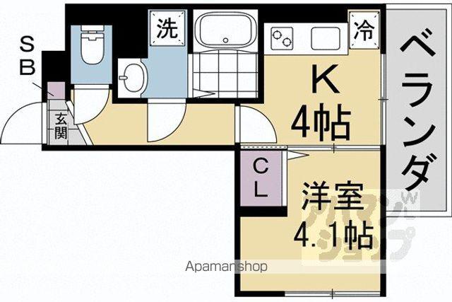 GRAMM東小野堀町A棟・B棟(1DK/1階)の間取り写真