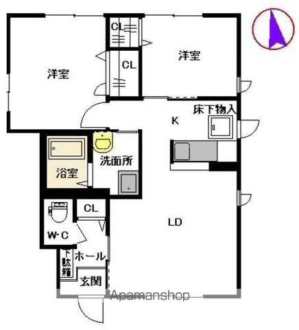 コーポブランシェ(2LDK/1階)の間取り写真