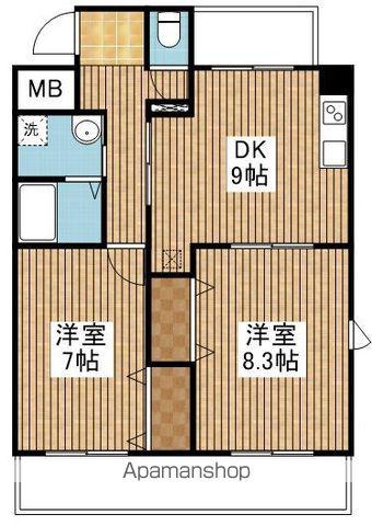 コートシャンベル(2DK/8階)の間取り写真