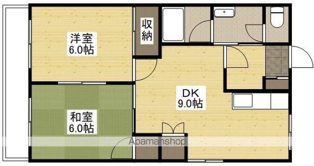 グランソレイユⅡ(2DK/2階)の間取り写真