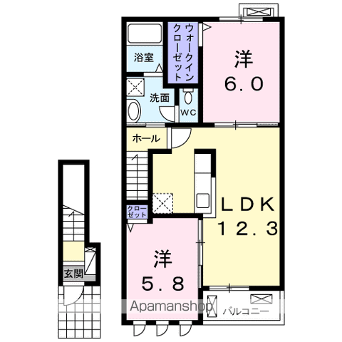 スプリングファイン(2LDK/2階)の間取り写真