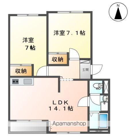 グランディアKSⅠ(2LDK/2階)の間取り写真