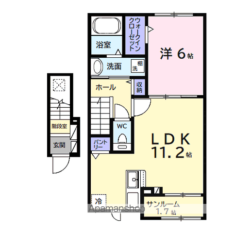 ヒカルサ市原姉ヶ崎サウス(1LDK/2階)の間取り写真