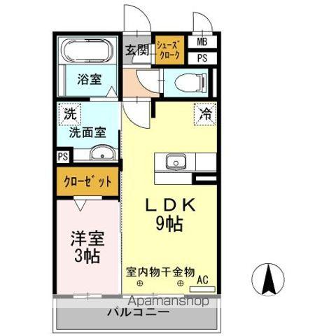 ヴィオーラ八番 A(1LDK/3階)の間取り写真