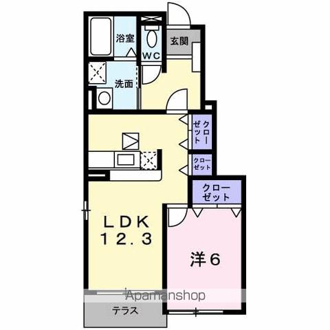伊予鉄道環状線 本町６丁目駅 徒歩28分 2階建 築21年(1LDK/1階)の間取り写真