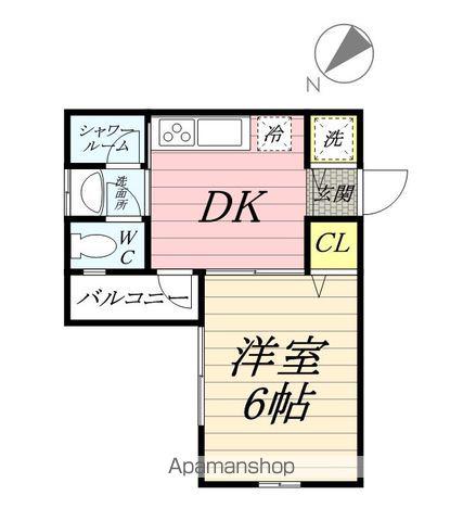 パークサイドスワザカ(1DK/2階)の間取り写真