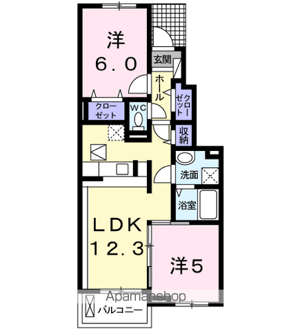 ブローテ(2LDK/1階)の間取り写真