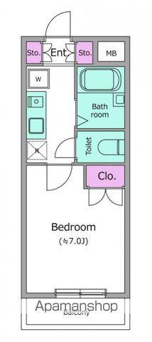 レジディア浦安(1K/4階)の間取り写真