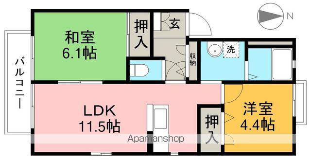 レジェンド A棟(2LDK/2階)の間取り写真