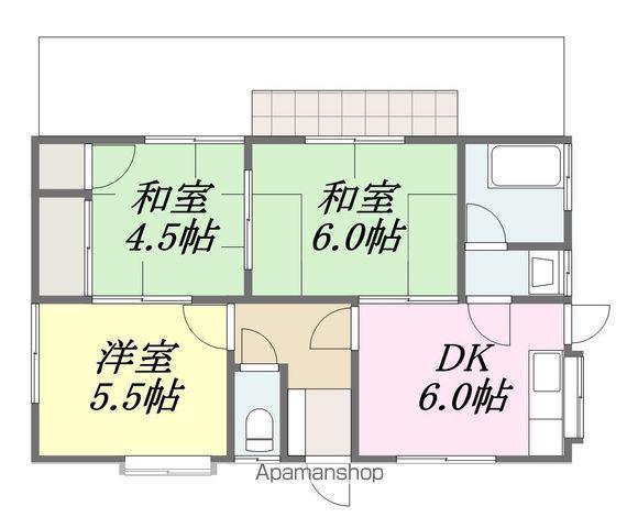 愛媛県松山市 1階建 築50年(3DK)の間取り写真