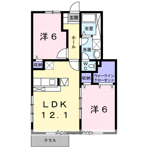 和歌山線 岩出駅 徒歩27分 2階建 築27年(2LDK/1階)の間取り写真