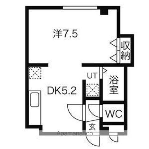 メゾンド厚別(1DK/2階)の間取り写真