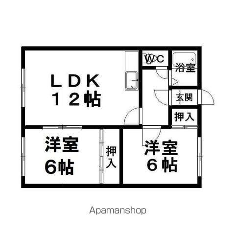 緑ヶ丘マンション(2LDK/1階)の間取り写真