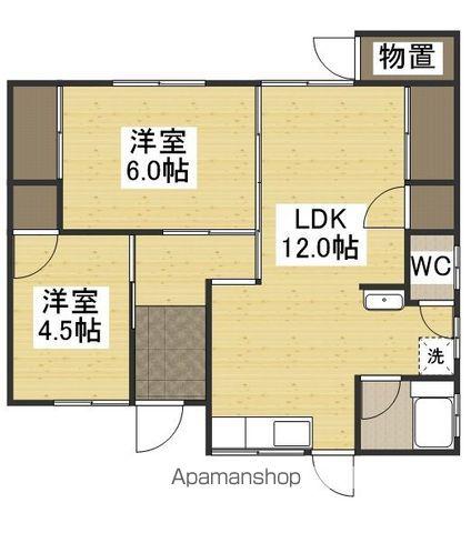 宇野線 備前西市駅 徒歩64分 1階建 築56年(2LDK)の間取り写真