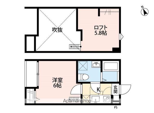 ティーラアパートメント(1K/2階)の間取り写真