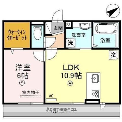 シャーロット水口 A棟(1LDK/3階)の間取り写真