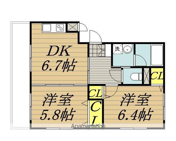 アンティエ(2DK/1階)の間取り写真