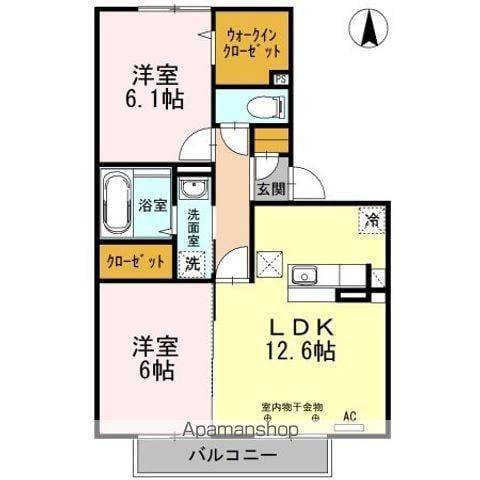 パウロニア C(2LDK/1階)の間取り写真