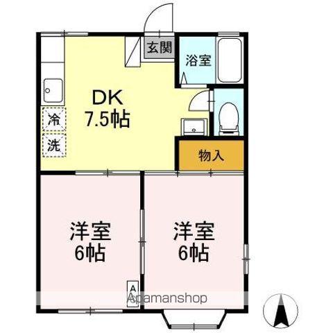 エステート笹谷C(2DK/1階)の間取り写真