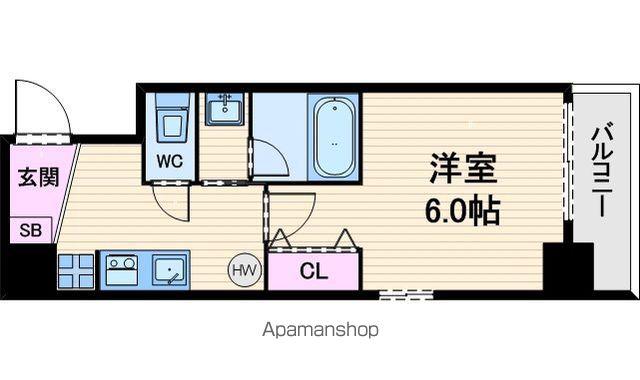 ウィングコート船場(1K/6階)の間取り写真