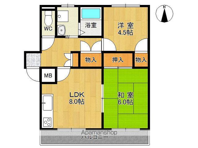 陸奥第一マンション(2DK/2階)の間取り写真