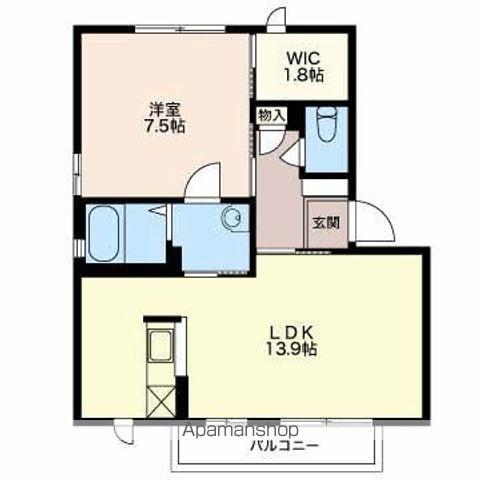 バリュージュ田中2 B棟(1LDK/1階)の間取り写真