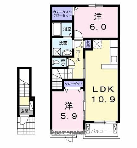 トルテ・ポワール弐番館(2LDK/2階)の間取り写真