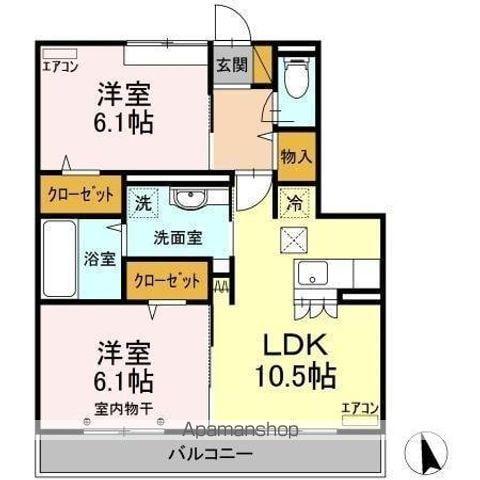 フラッツ酒井根 1号棟(2LDK/1階)の間取り写真