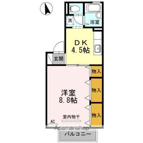 ドミール古川C(1DK/1階)の間取り写真