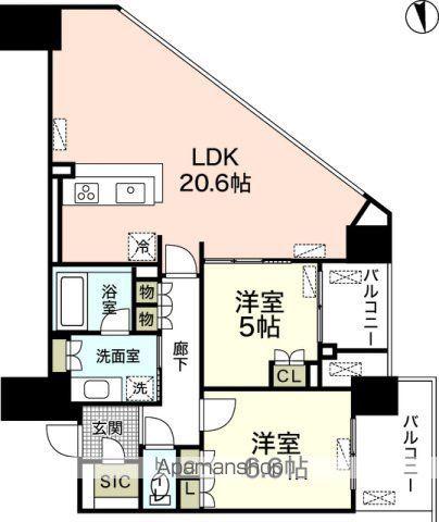 ザ・パークハウス広島タワー(2LDK/5階)の間取り写真