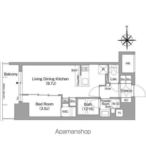コンフォリア・リヴ北浜淡路町(1LDK/11階)の間取り写真