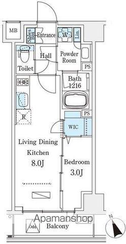 ジオエント早稲田(1LDK/7階)の間取り写真