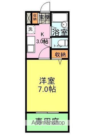 ピローしんしも(1K/1階)の間取り写真