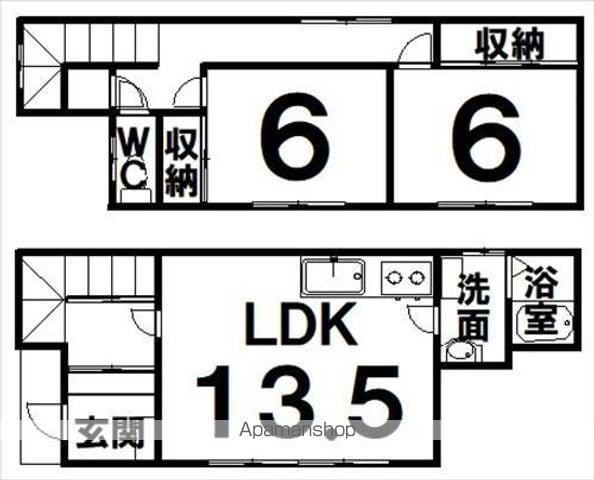 根室本線 西帯広駅 徒歩86分 2階建 築36年(2LDK)の間取り写真