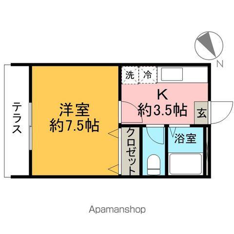 フレンドシップ飯能仲町(1K/1階)の間取り写真