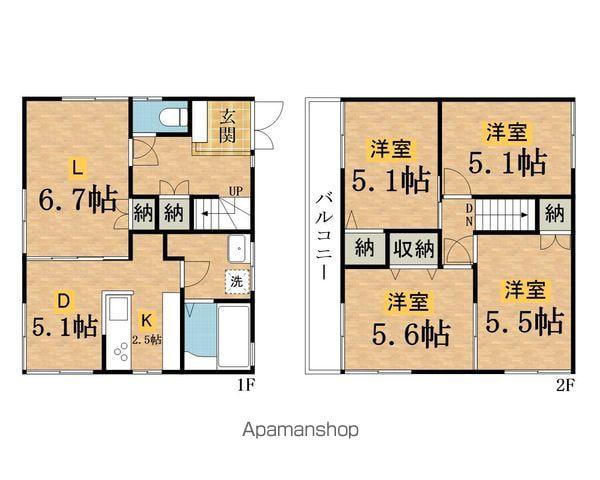 散田町2丁目戸建(4LDK/1階)の間取り写真