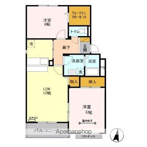 ヴァインベルク(2LDK/3階)の間取り写真