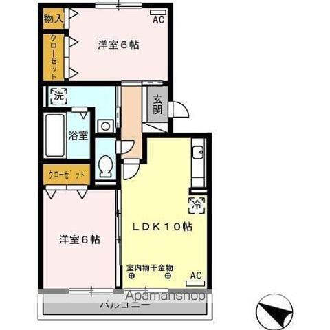 メゾンあざぶB棟(2LDK/2階)の間取り写真