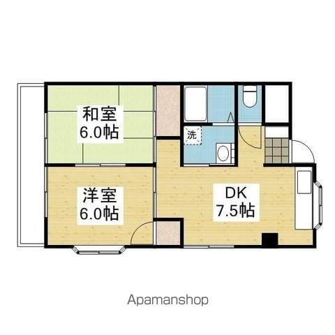 第6ゴトービル(2DK/1階)の間取り写真