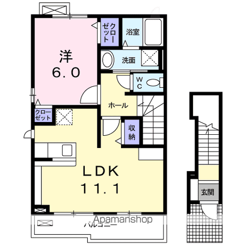 サンリットⅡ(1LDK/2階)の間取り写真