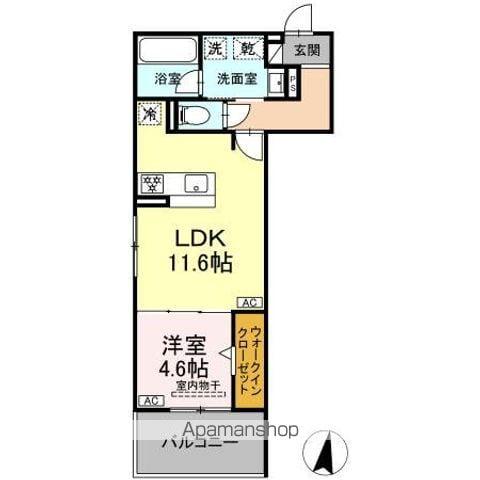 セレスティア苗代(1LDK/2階)の間取り写真