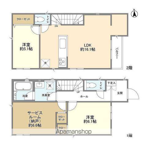 西武鉄道国分寺線 鷹の台駅 徒歩13分 2階建 築2年(2SLDK)の間取り写真
