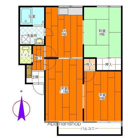 サンハイツ樋(3DK/2階)の間取り写真