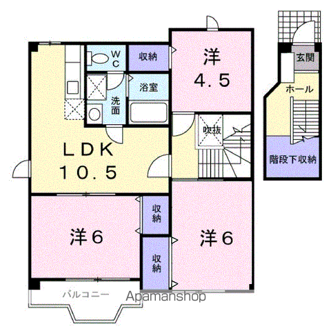 ヴィラグランブルー A(3LDK/2階)の間取り写真